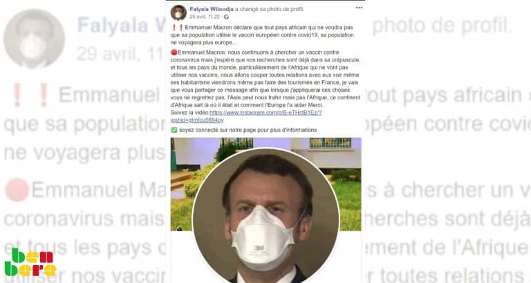 #BenbereVérif : ces propos sur un vaccin contre le Covid-19 ne sont pas d’Emmanuel Macron
