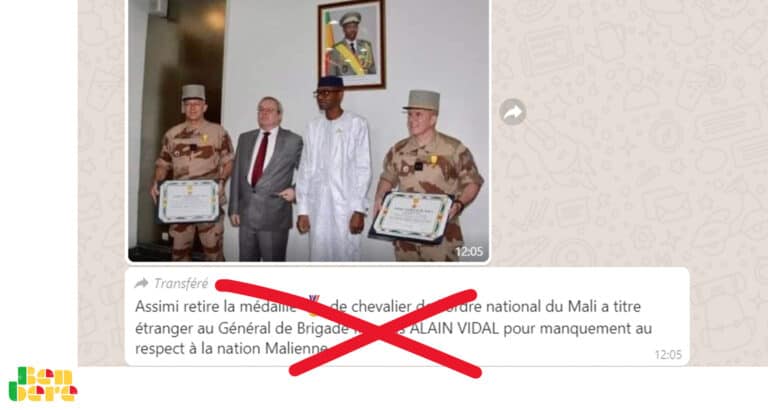 #BenbereVerif : Assimi Goïta a-t-il « retiré » une médaille au général français Alain Vidal ?