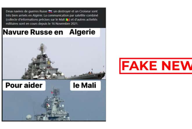 #BenbereVerif : faux, ces images ne montrent pas des navires russes prêts à intervenir au Mali