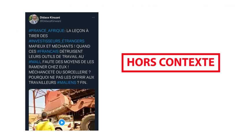 #BenbereVerif : cette scène de destruction de véhicules n&rsquo;a pas eu lieu au Mali et n’a rien à voir avec la France