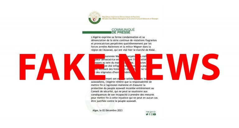 #BenbereVerif : ce communiqué attribué à l’Algérie est un faux
