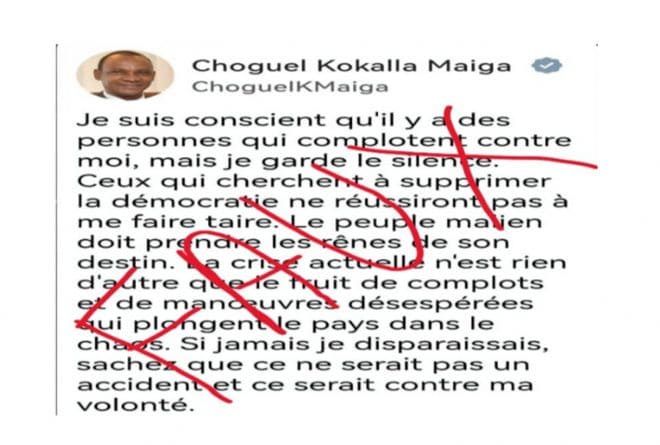 #BenbereVerif : un faux tweet attribué au premier ministre Choguel Maïga