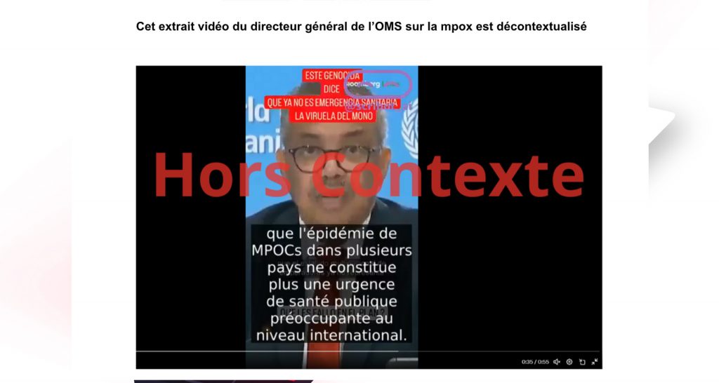 Cet extrait vidéo du directeur général de l’OMS sur la mpox est décontextualisé