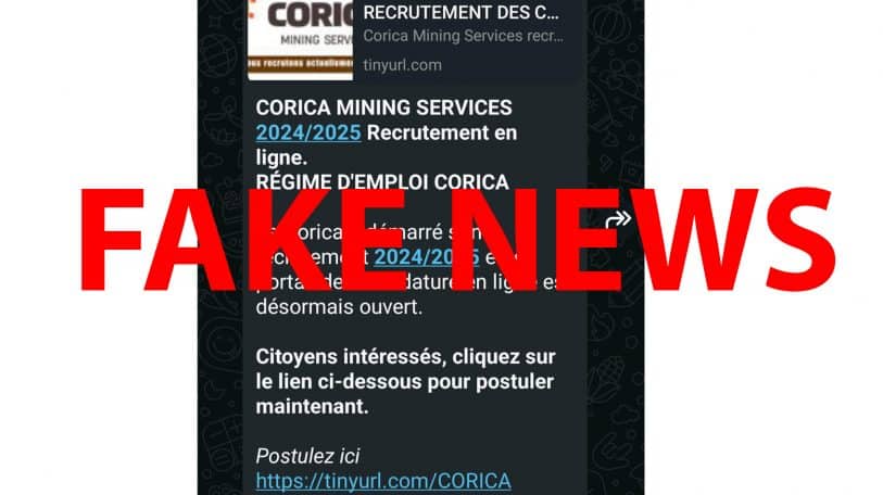 #BenbereVerif : attention à cette fausse annonce de recrutement dans le secteur minier