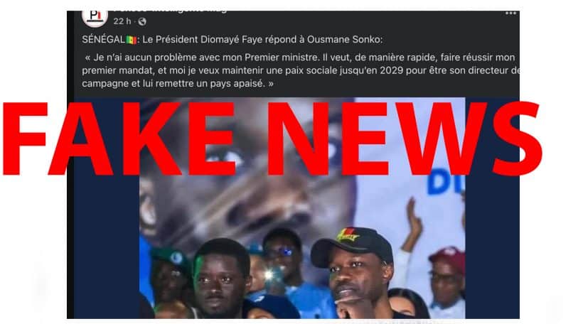 Non, Bassirou Diomaye Faye n’a pas tenu ces propos sur Ousmane Sonko