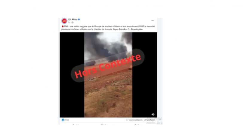 Cette vidéo d’engins incendiés date en réalité de mai 2025