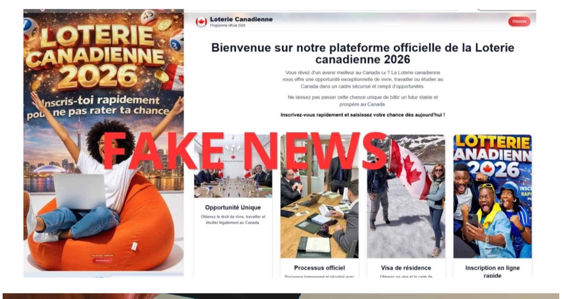 Faux, le Canada n’a pas lancé de « Loterie canadienne 2026 » pour obtenir le visa